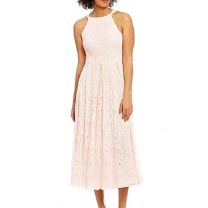 Eva Franco Anthropologie pastel Pink Lace stretch Maxi Dress column shape